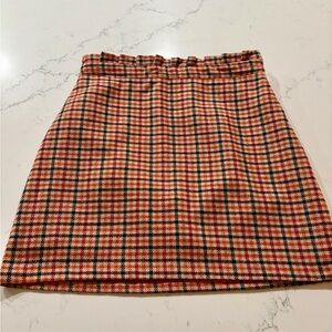Forever 21 Red/Orange/Black Checkered Plaid Mini Skirt - Women’s Medium
